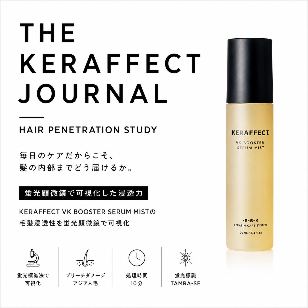 VK BOOSTER SERUM MIST　毛髪浸透性試験データ